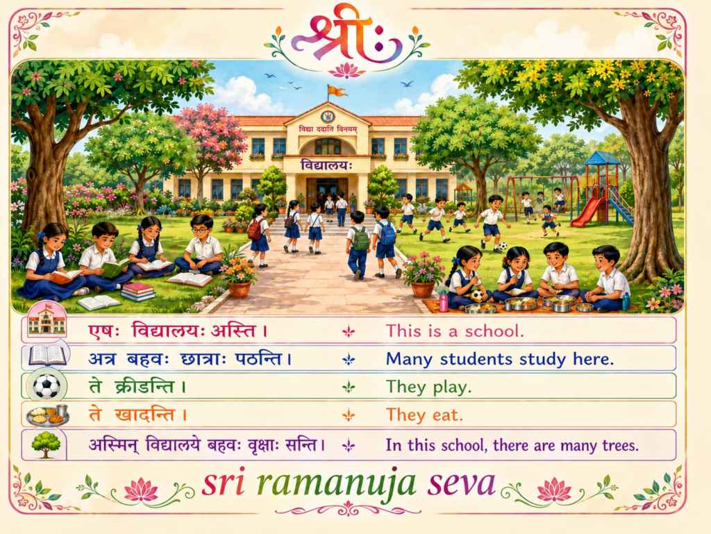 Simple Sentences in Sanskrit. About school (विद्यालय). Learn Sanskrit&nbsp;easily