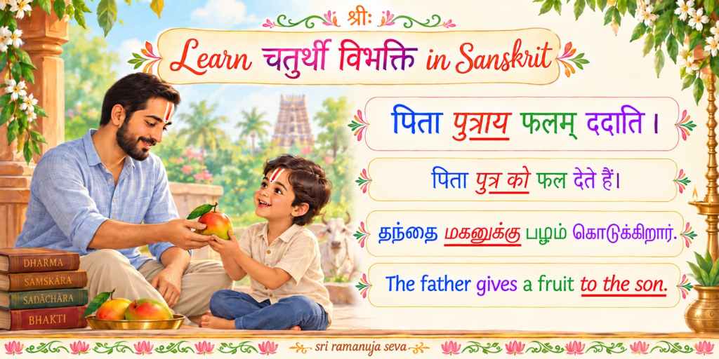 Simple examples of चतुर्थी विभक्ति | Learn simple&nbsp;Sanskrit